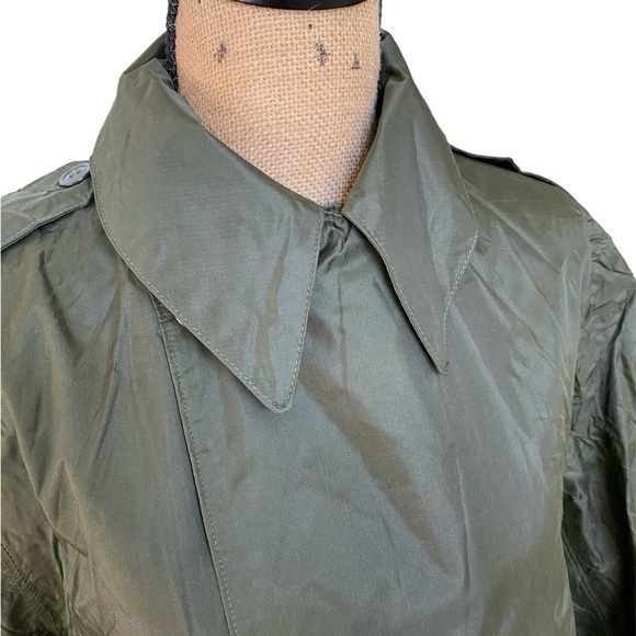 Vintage 1968 US Army Green Trench Rain Coat Nylon Rubber Coated Long Men’s Small - Picture 6 of 11